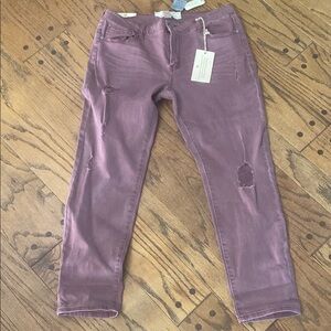 Altar'd State Purple Ankle Cropped Jeans with Distressed Details sz 30/11